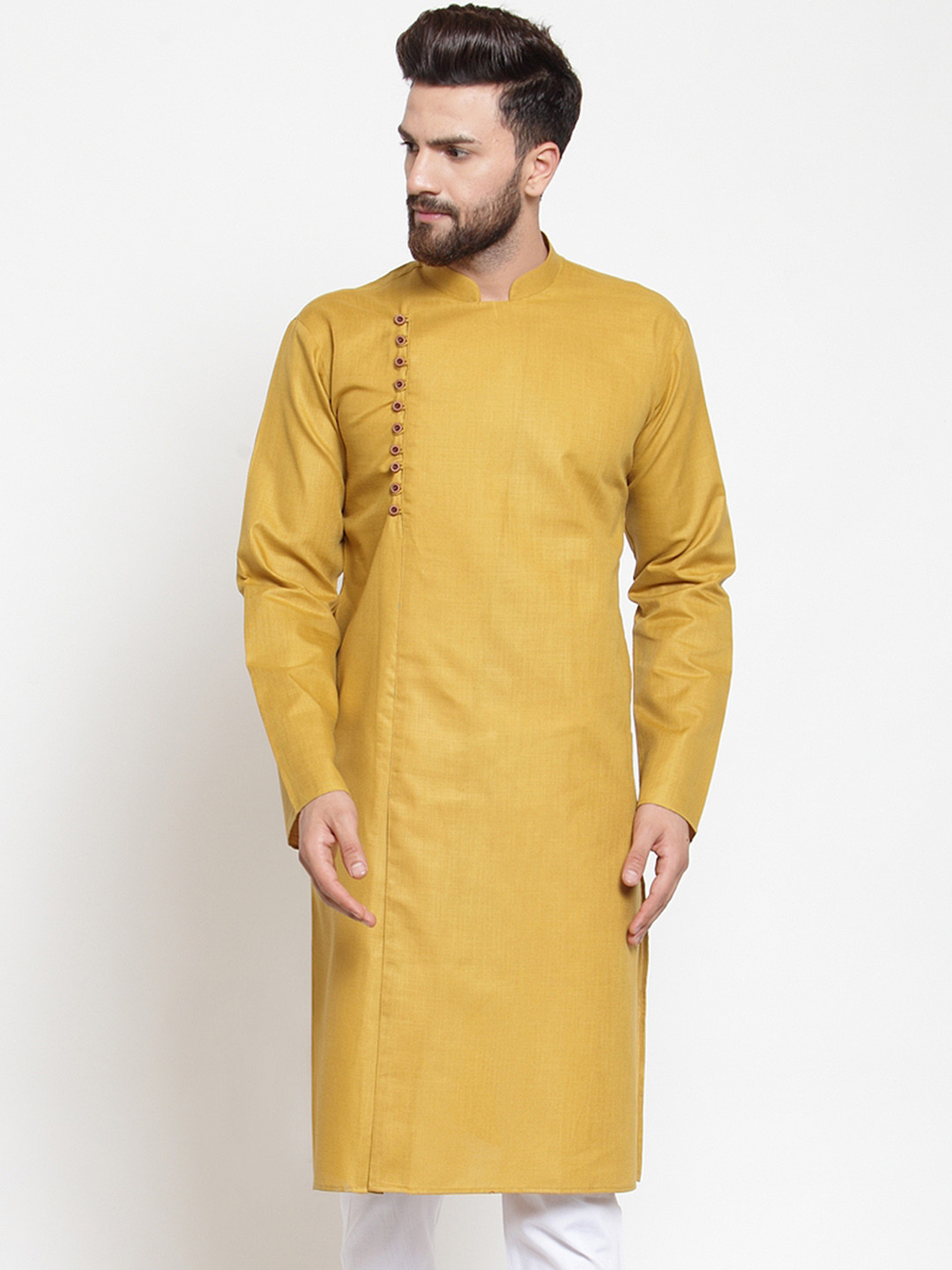 Buy Jompers Men Mustard Yellow Solid Straight Kurta Kurtas for Men 10619848 Myntra