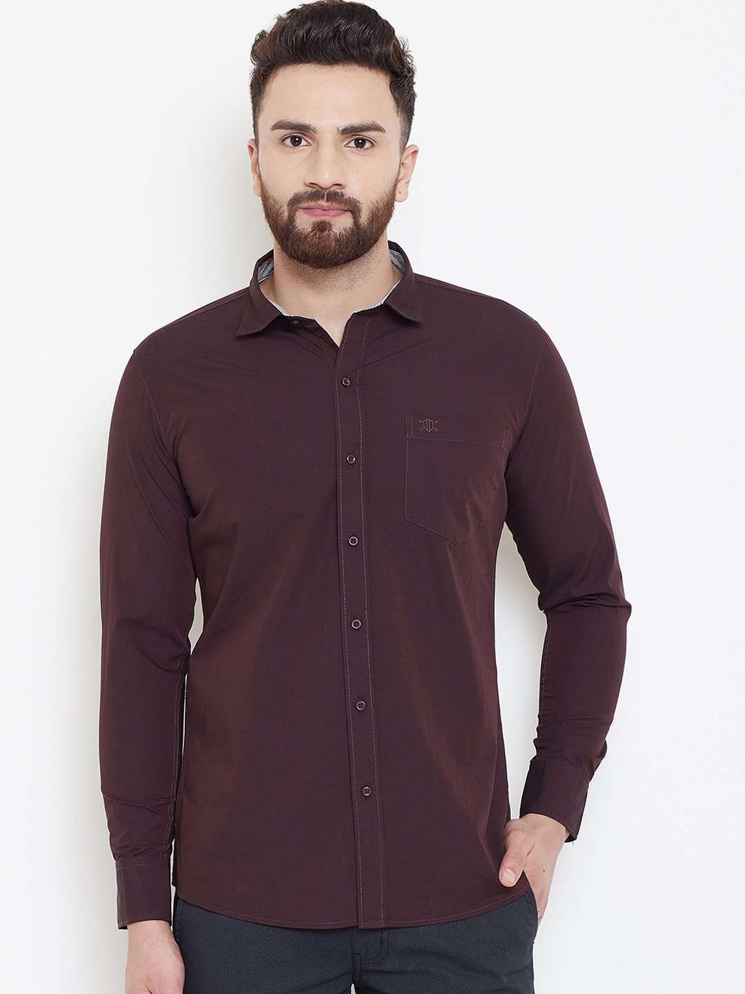 Buy Duke Men Purple Regular Fit Solid Casual Shirt  - Shirts for Men 10628290 | Myntra