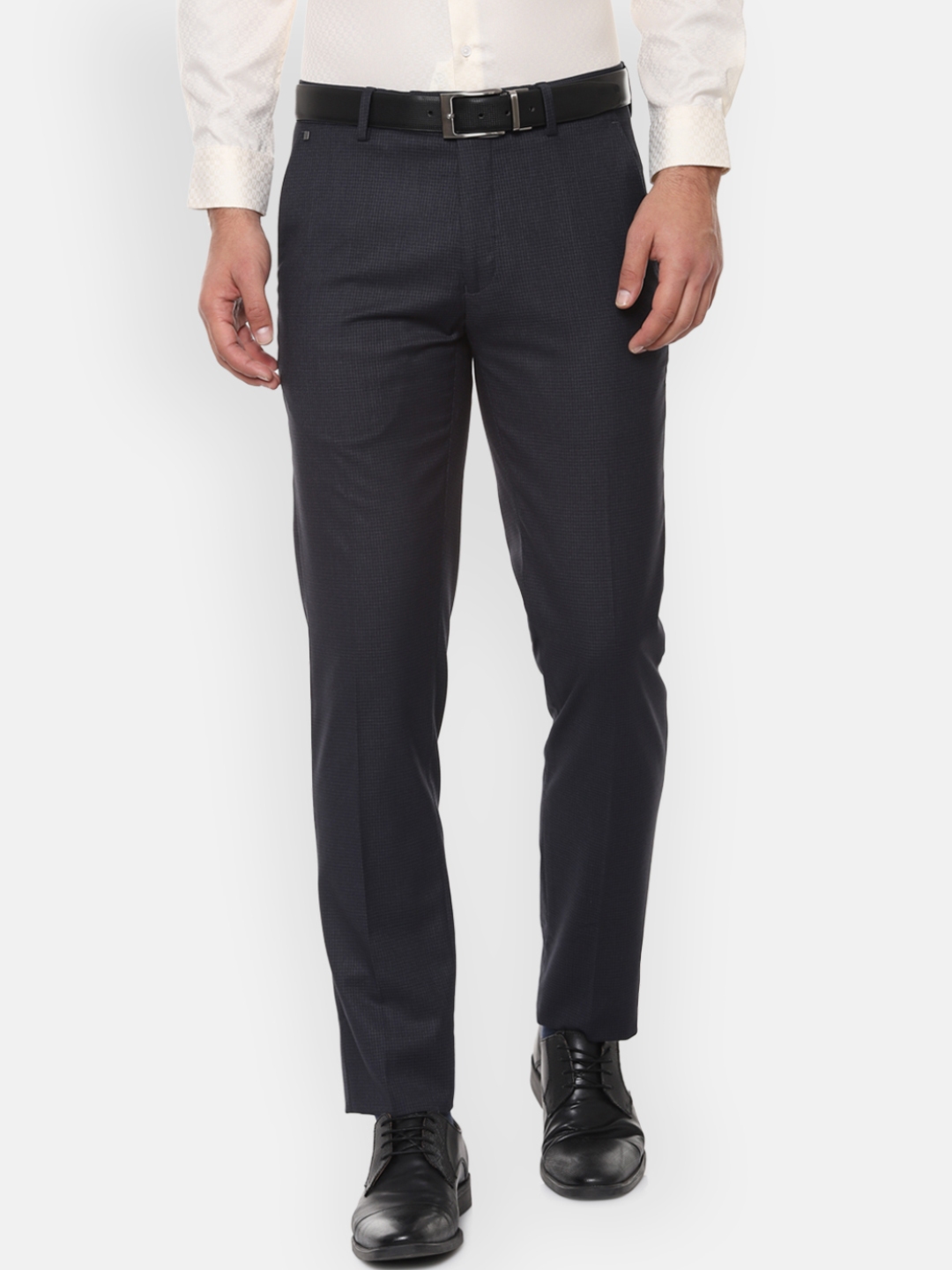 Buy Van Heusen Men Black Slim Fit Solid Formal Trousers - Trousers for ...