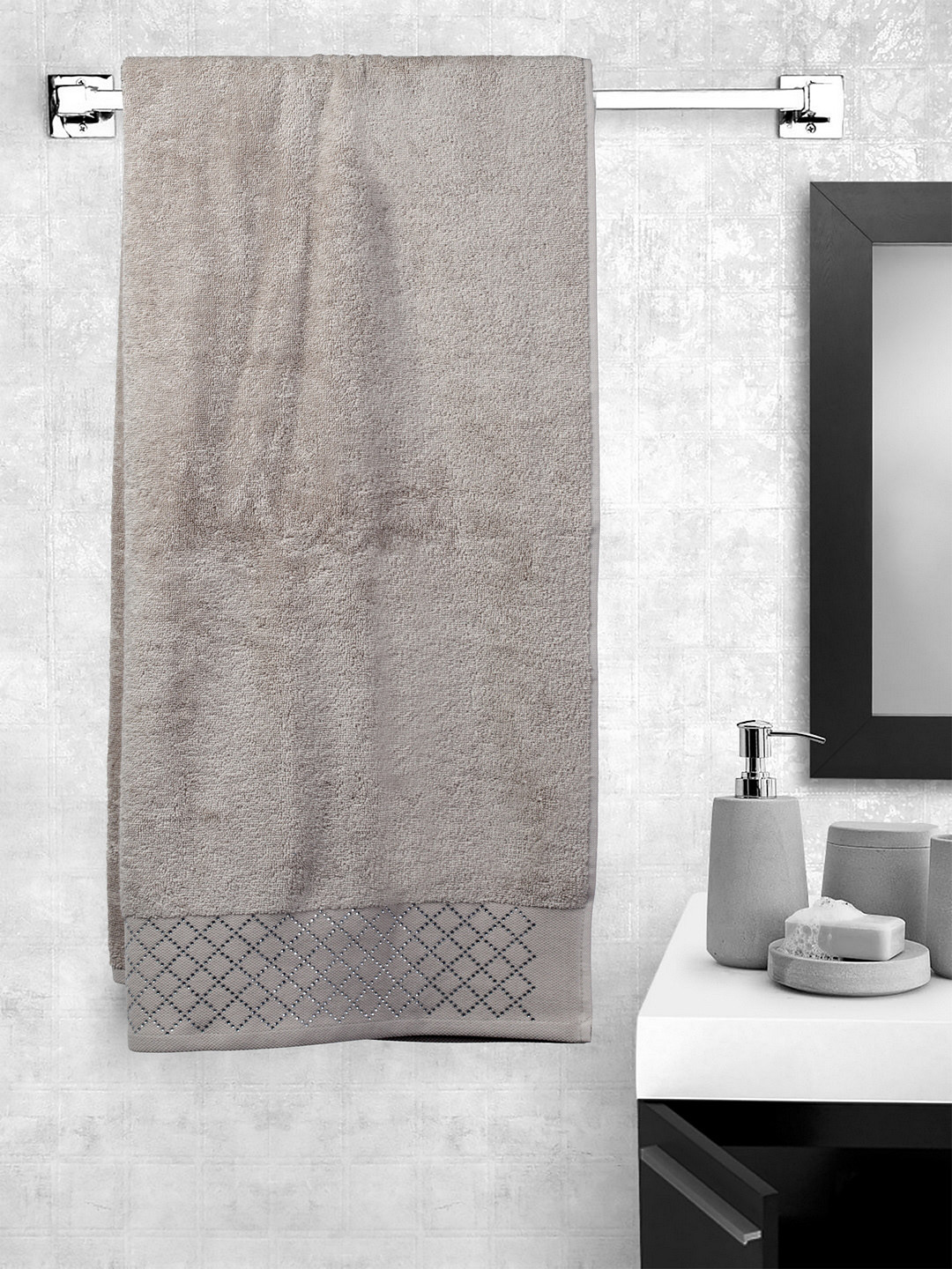 Buy Portico New York Unisex Grey Solid Bath Towel Bath Towels for