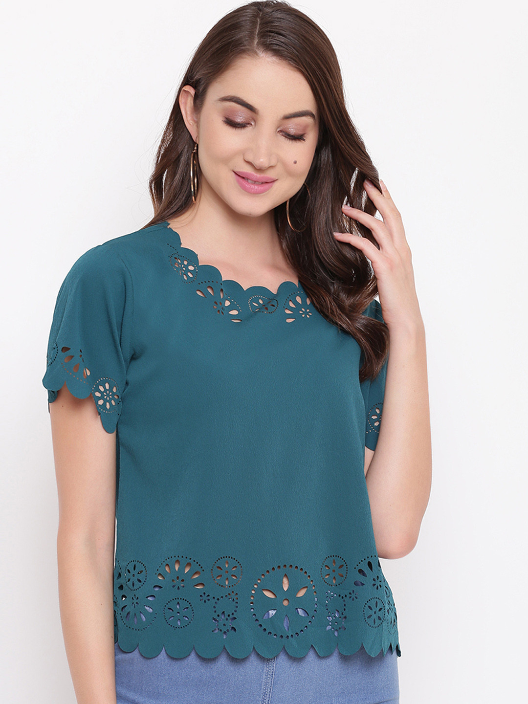 Buy Mayra Women Teal Green Solid Top Tops for Women 10632036 Myntra