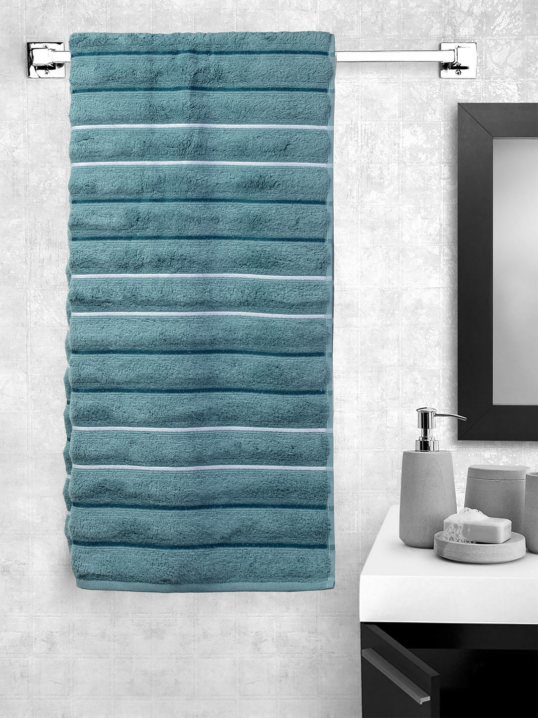 Buy Portico New York Unisex Blue Striped 350 GSM Bath Towel Bath Towels for Unisex 10641592