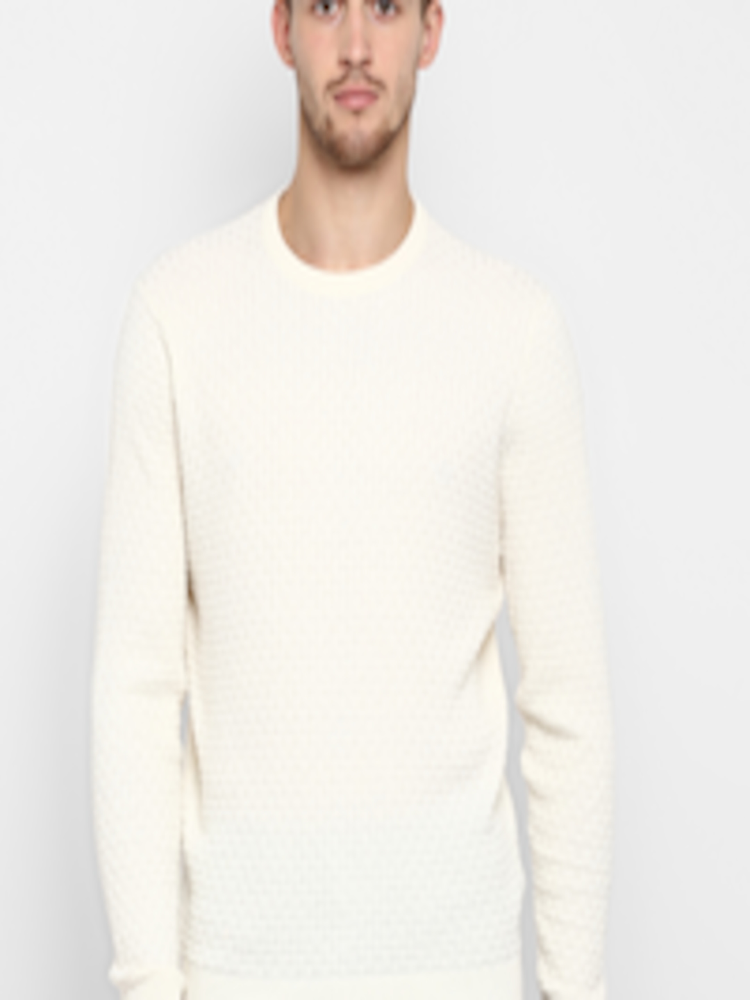 Buy Red Tape Men Off White Ribbed Sweater - Sweaters for Men 10654510 ...