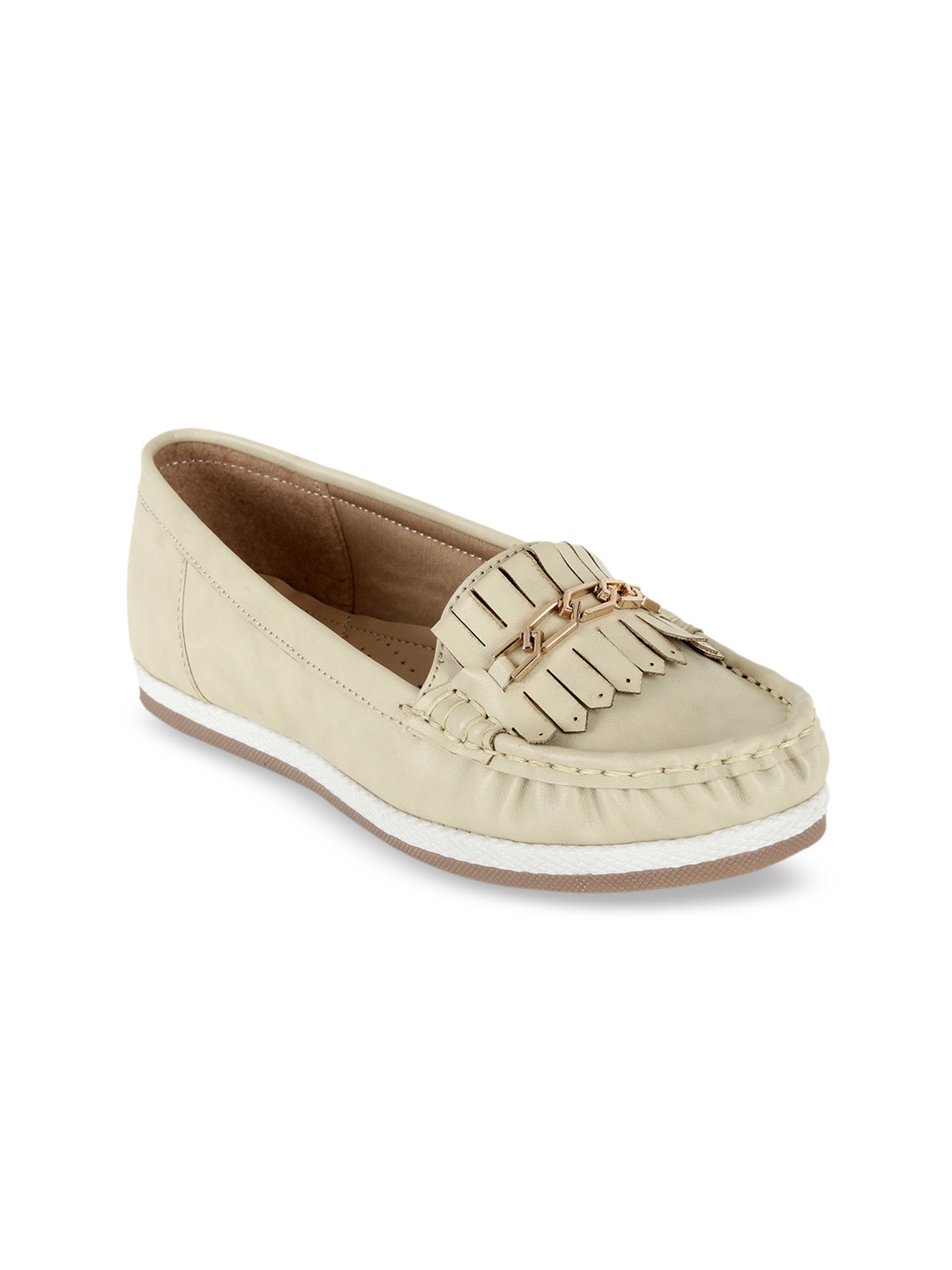 Buy SCENTRA Women Cream Coloured Loafers - Casual Shoes for Women ...