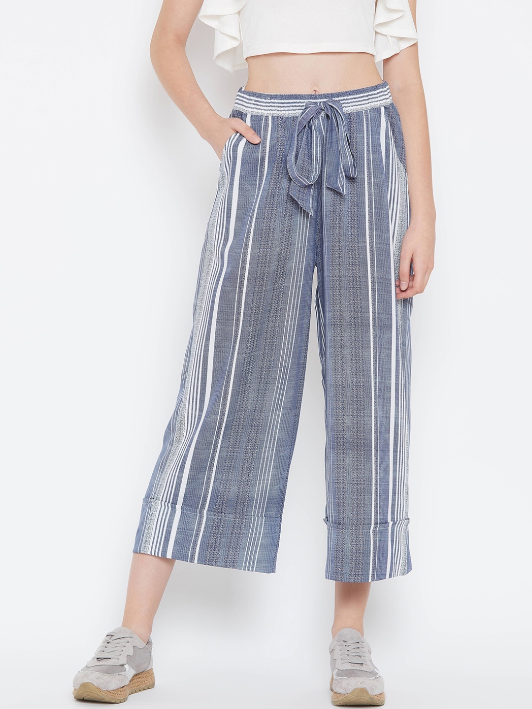 flared striped trousers