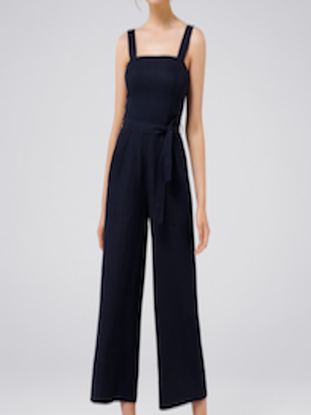 Buy Forever New Women Navy Blue Solid Basic Jumpsuit - Jumpsuit for ...
