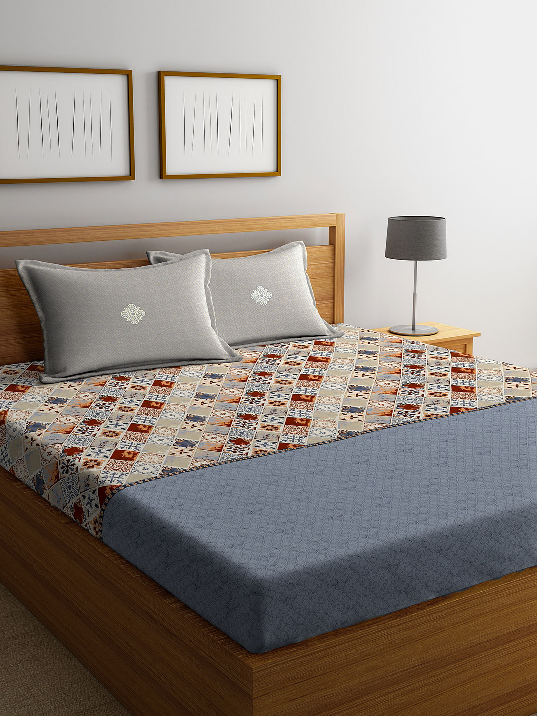 Buy Portico New York Multicoloured Geometric 210 TC Cotton 1 King