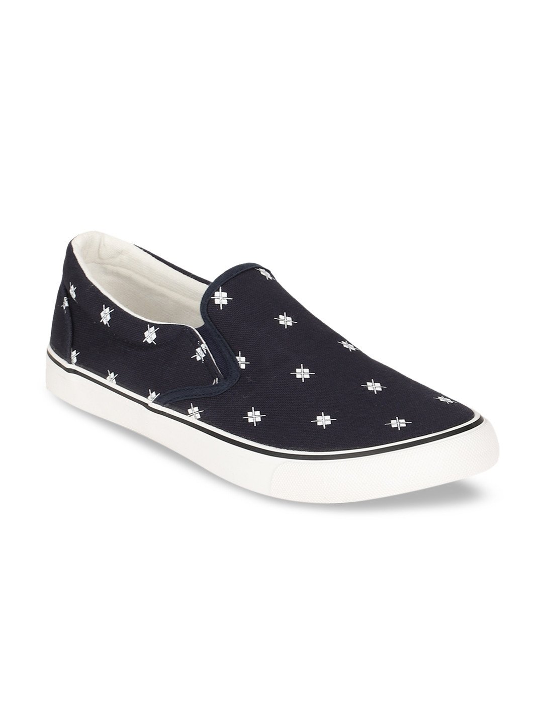 slip on navy blue sneakers