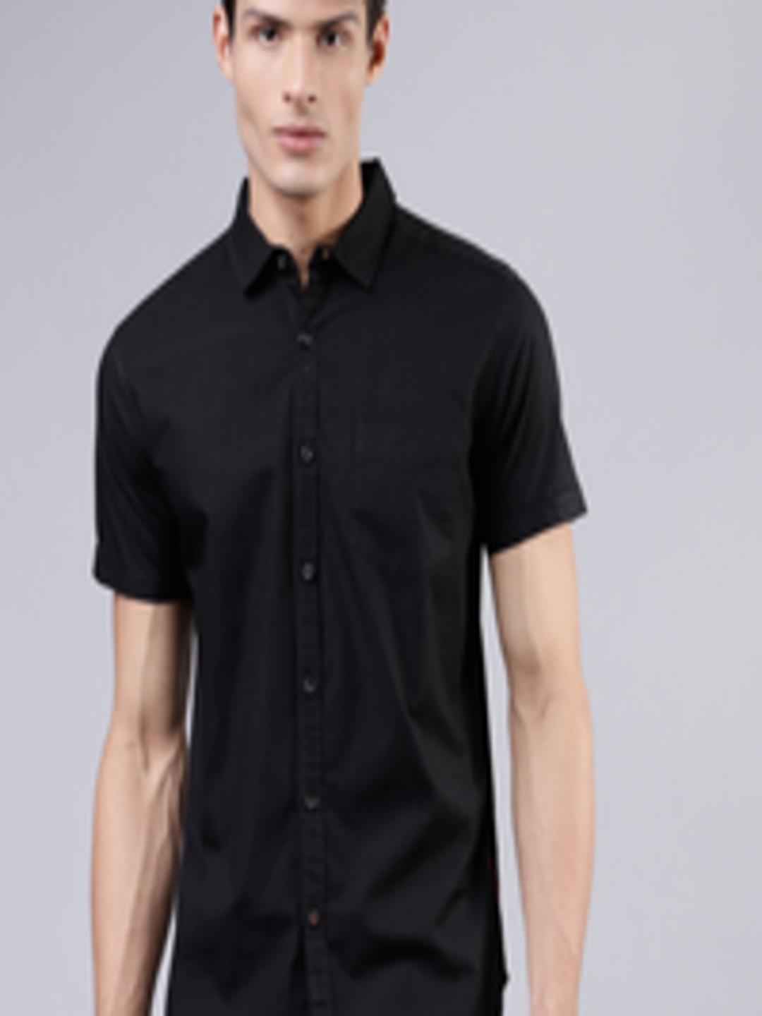 Buy LOCOMOTIVE Men Black Slim Fit Solid Casual Shirt - Shirts for Men ...