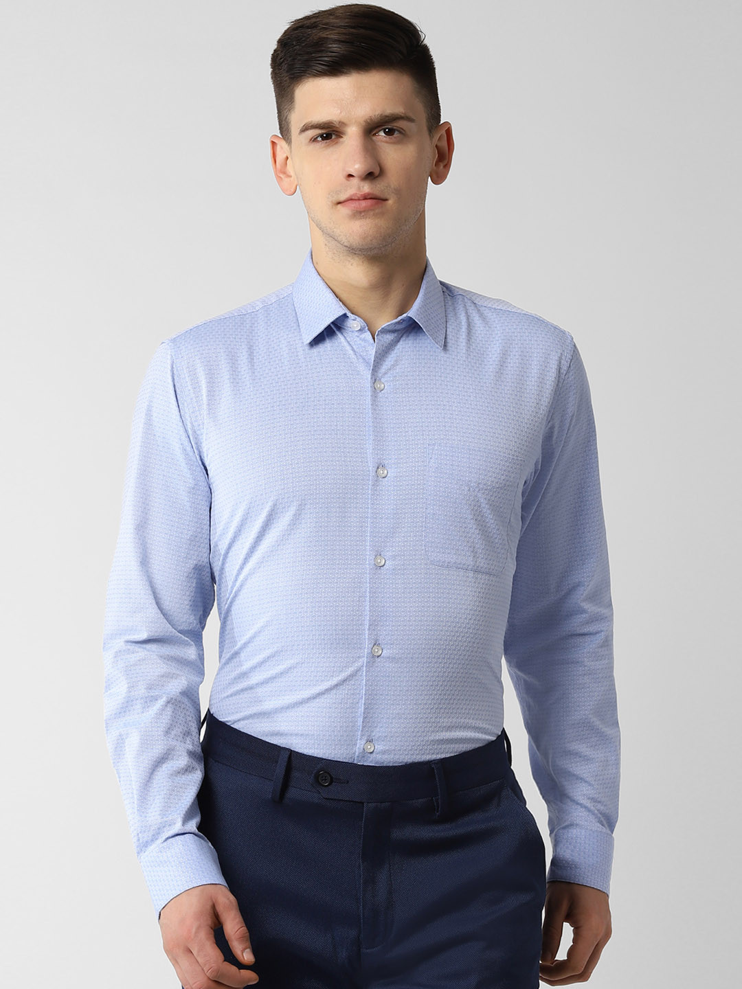 Buy Peter England Men Blue Regular Fit Self Design Formal Shirt