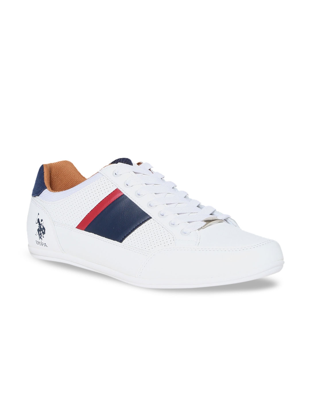 Buy U.S. Polo Assn. Men White & Blue Colourblocked Sneakers - Casual ...