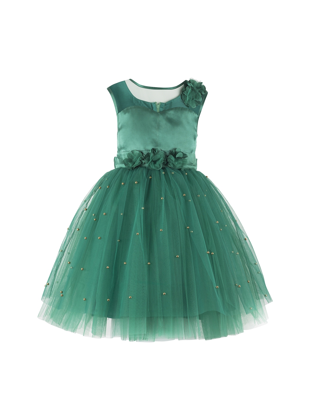 Buy Toy Balloon Kids Girls Solid Green Fit And Flare Dress - Dresses