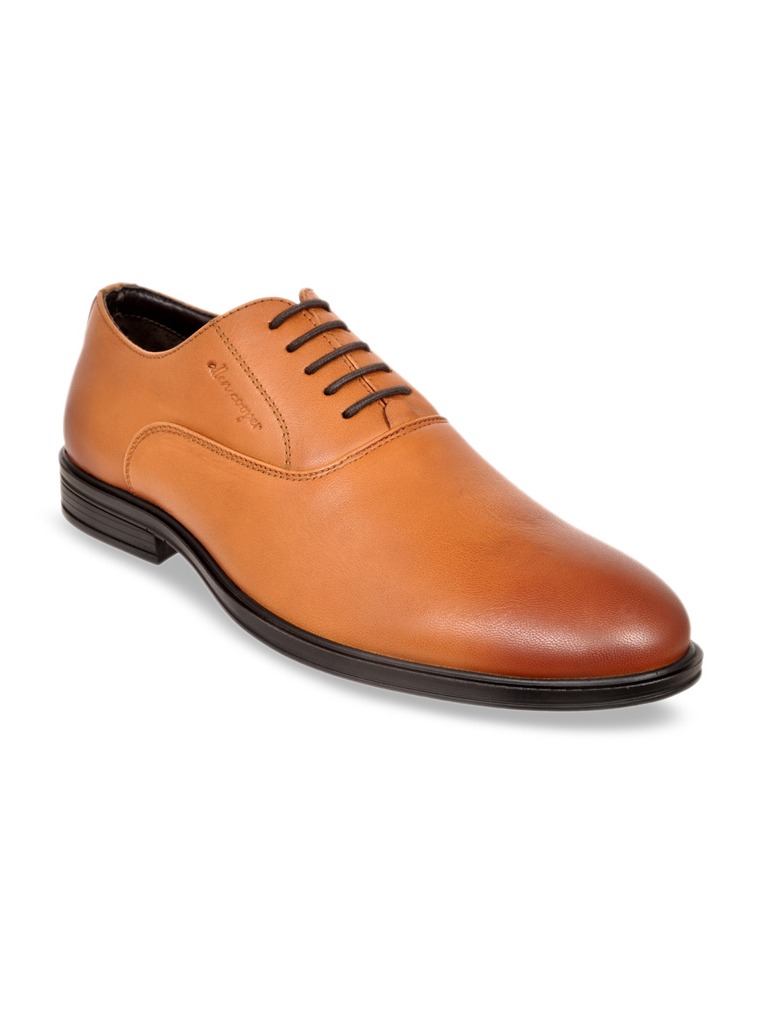 Buy Allen Cooper Men Tan Brown Solid Leather Oxfords Formal Shoes for