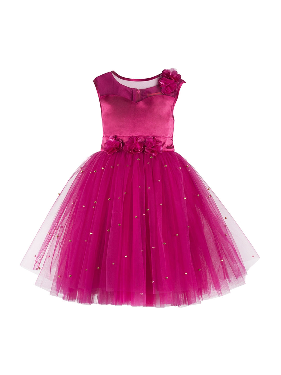 Buy Toy Balloon Kids Girls Pink Solid Fit And Flare Dress - Dresses for ...
