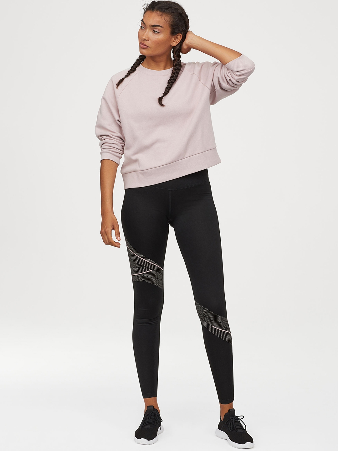 Buy H&M Women Black Sports Tights Shaping Waist - Leggings for Women ...