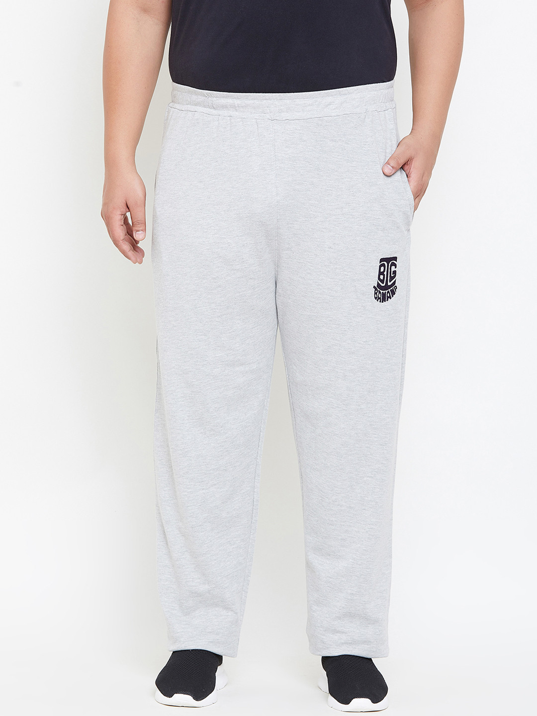 Buy Bigbanana Plus Size Men Grey Solid Track Pants Track Pants for