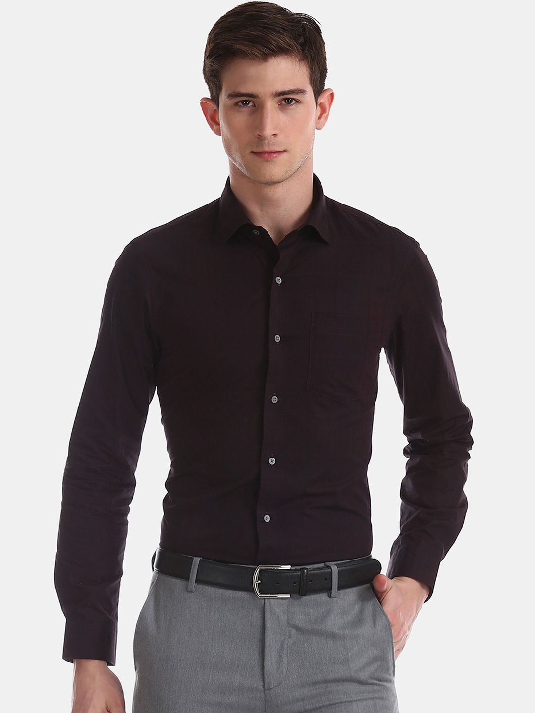 mens burgundy formal shirt