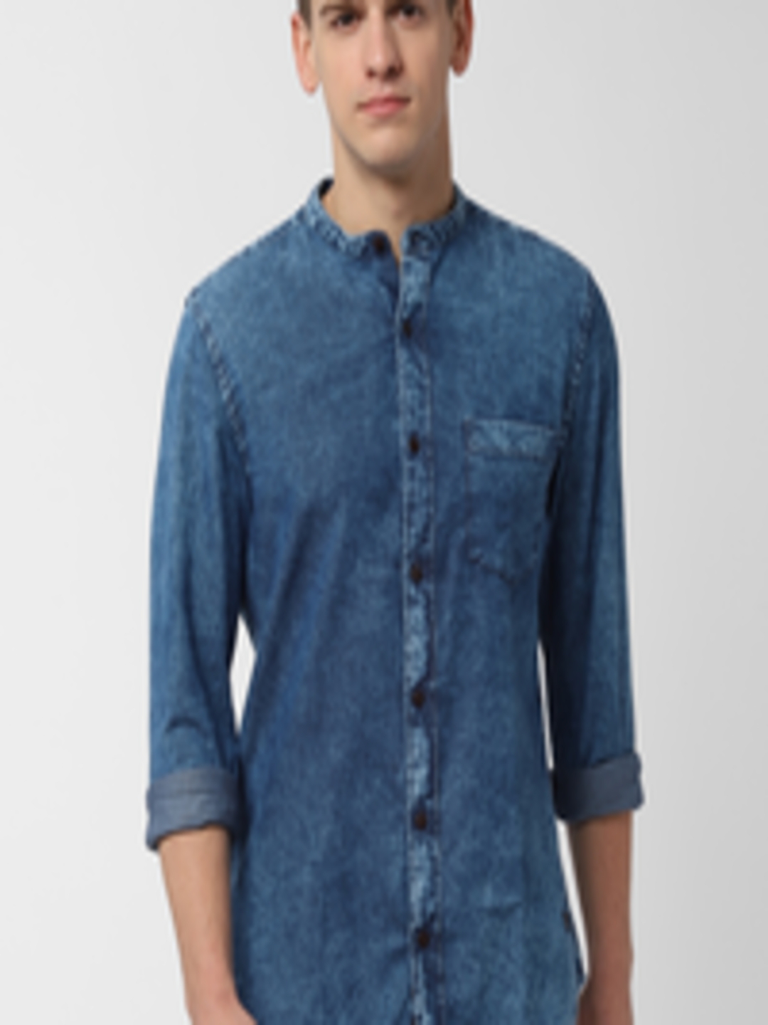 Buy Peter England Casuals Men Blue Slim Fit Faded Denim Shirt - Shirts ...