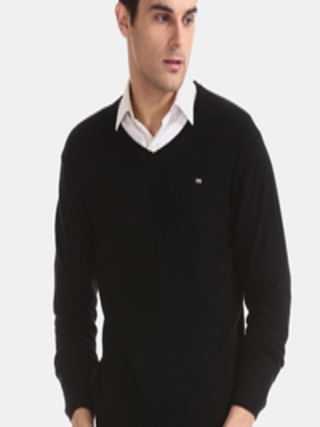 Buy Arrow Sport Men Black Solid Pullover Sweater - Sweaters for Men ...