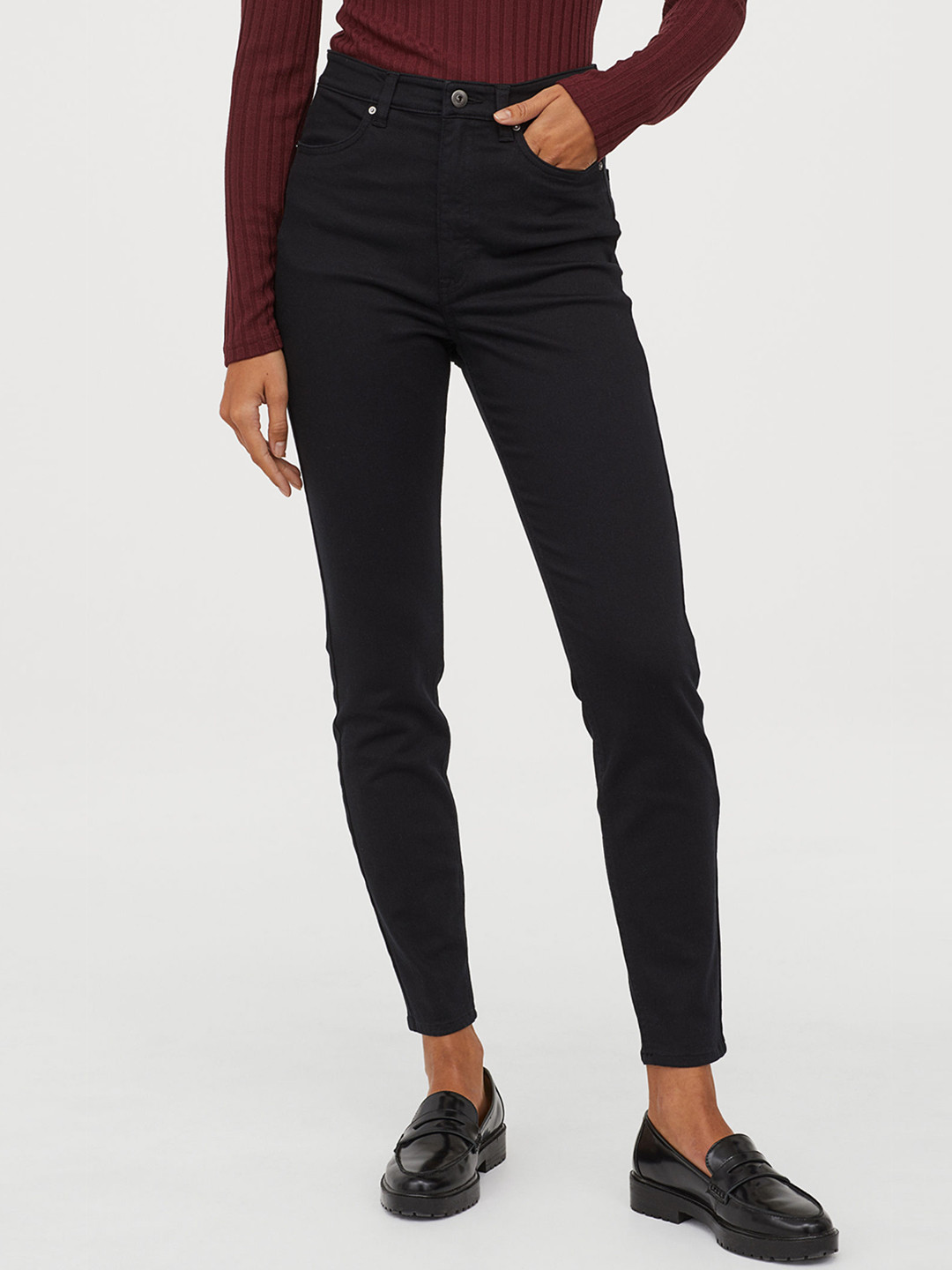 Buy H&M Women Black Stretch Trousers Trousers for Women 10704212 Myntra