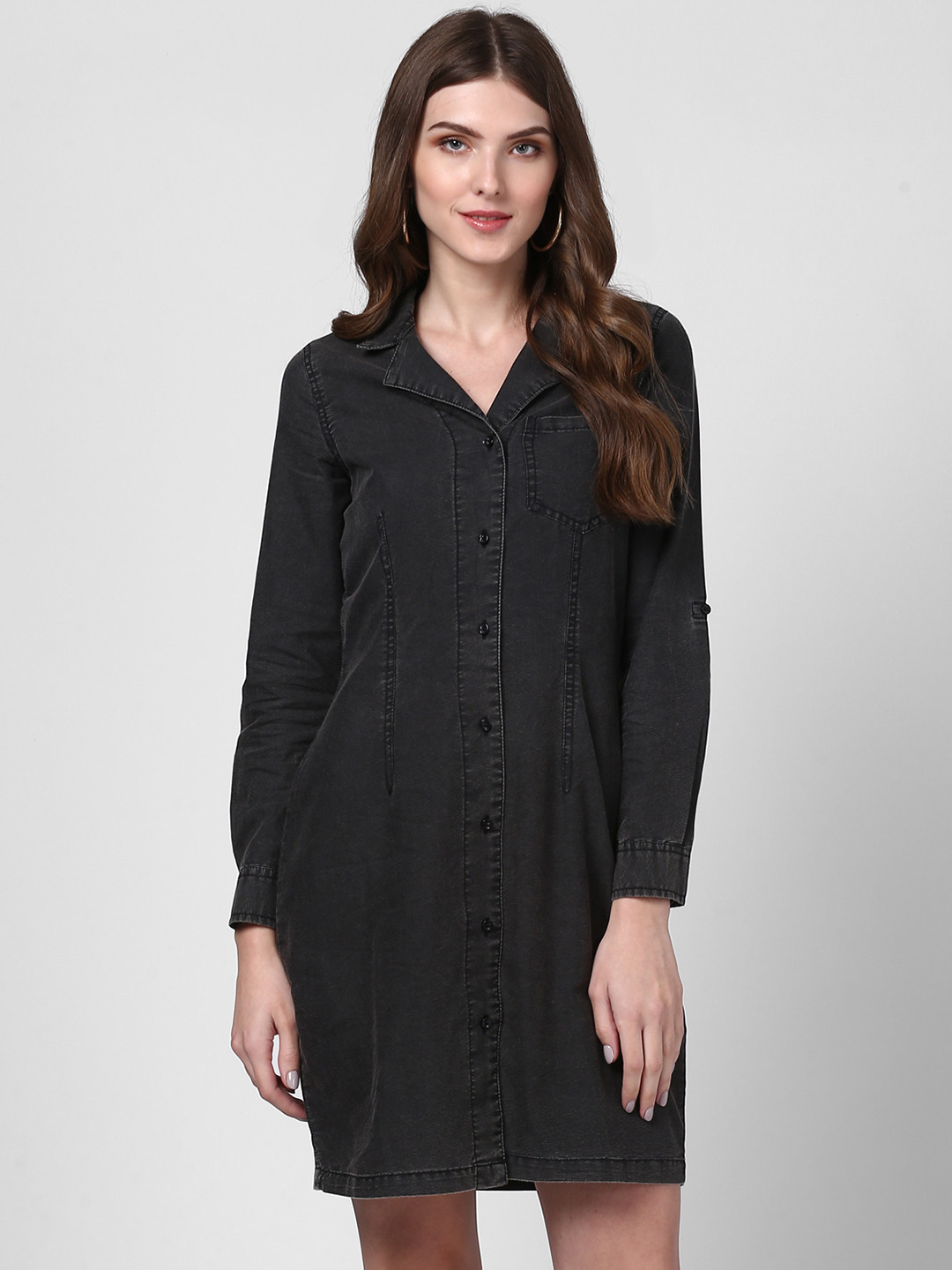 Buy StyleStone Women Black Denim Shirt Dress Dresses for Women