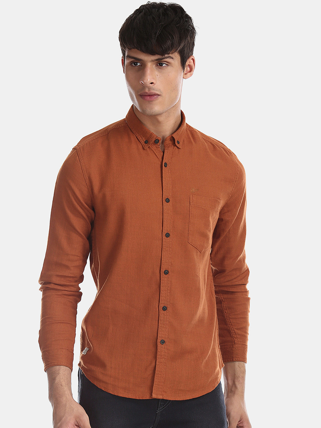 Buy Ed Hardy Men Orange Slim Fit Solid Casual Shirt Shirts for Men