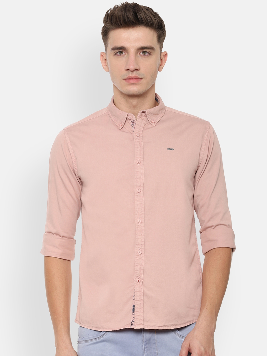 matching tie with peach shirt