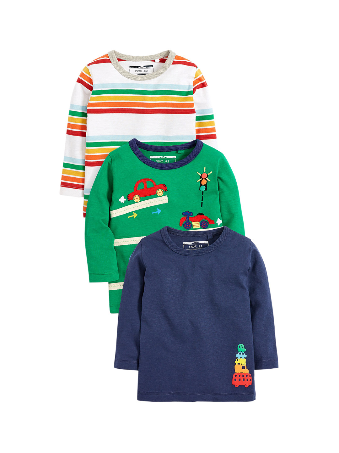 Buy Next Boys Multicoloured Pack Of 3 Printed Round Neck Pure Cotton T