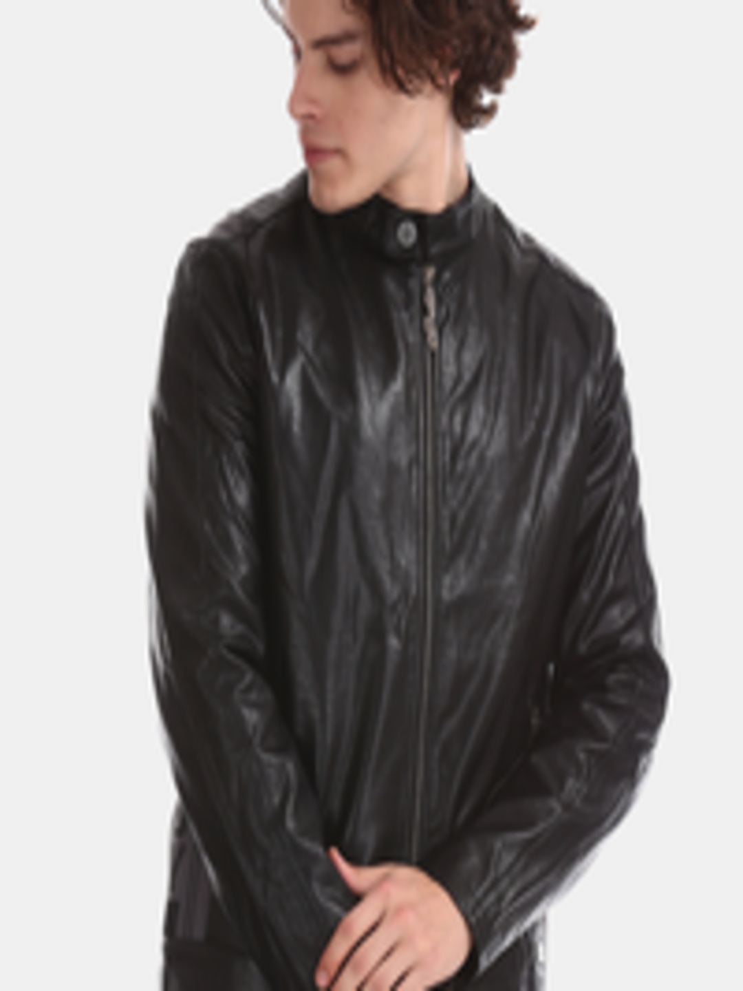 Buy Ed Hardy Men Black Solid Biker Jacket - Jackets for Men 10708256