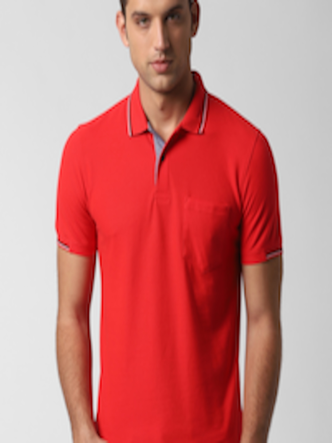 Buy Peter England Casuals Men Red Solid Polo Collar T Shirt - Tshirts ...
