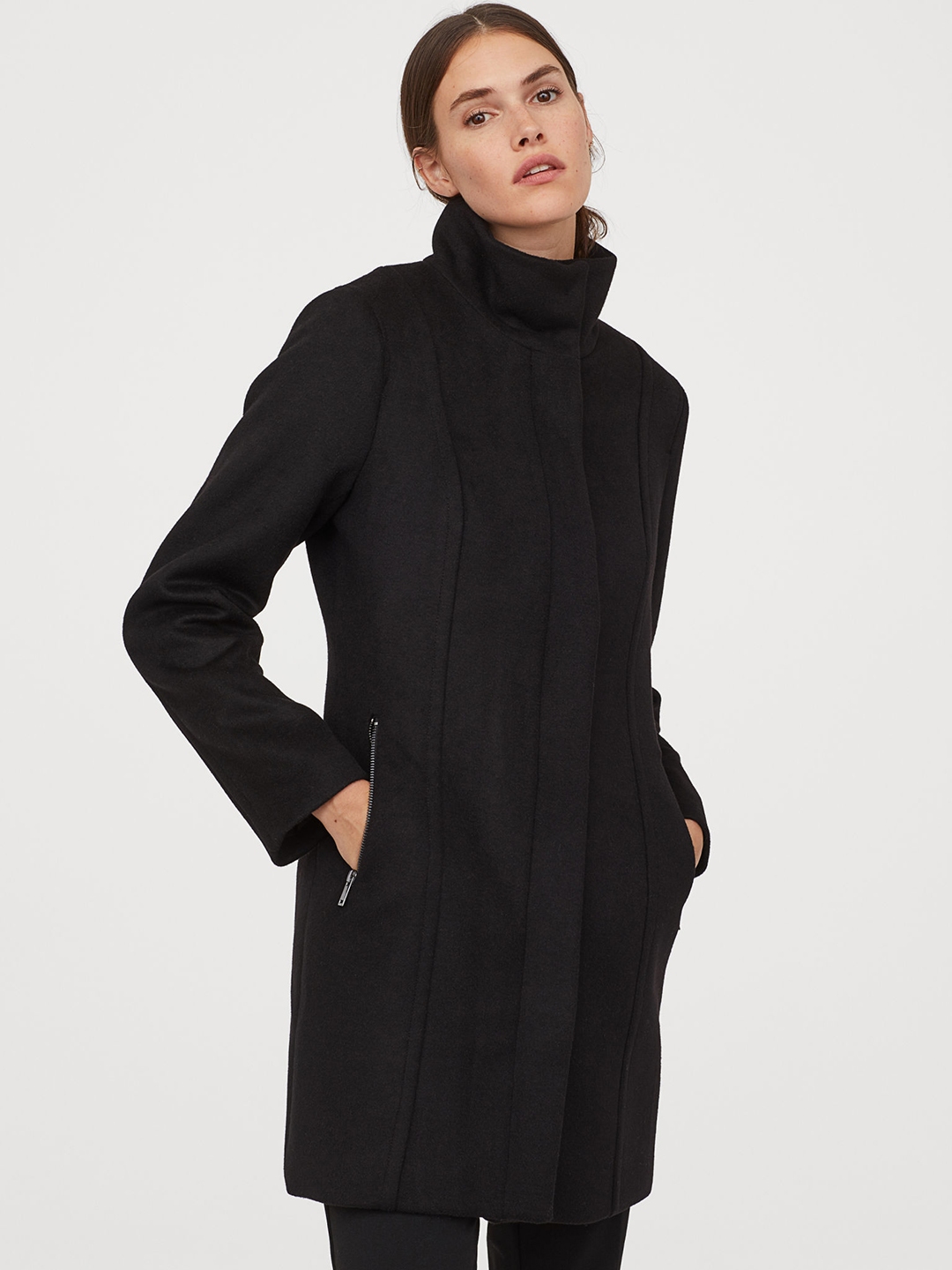 h and m black coat