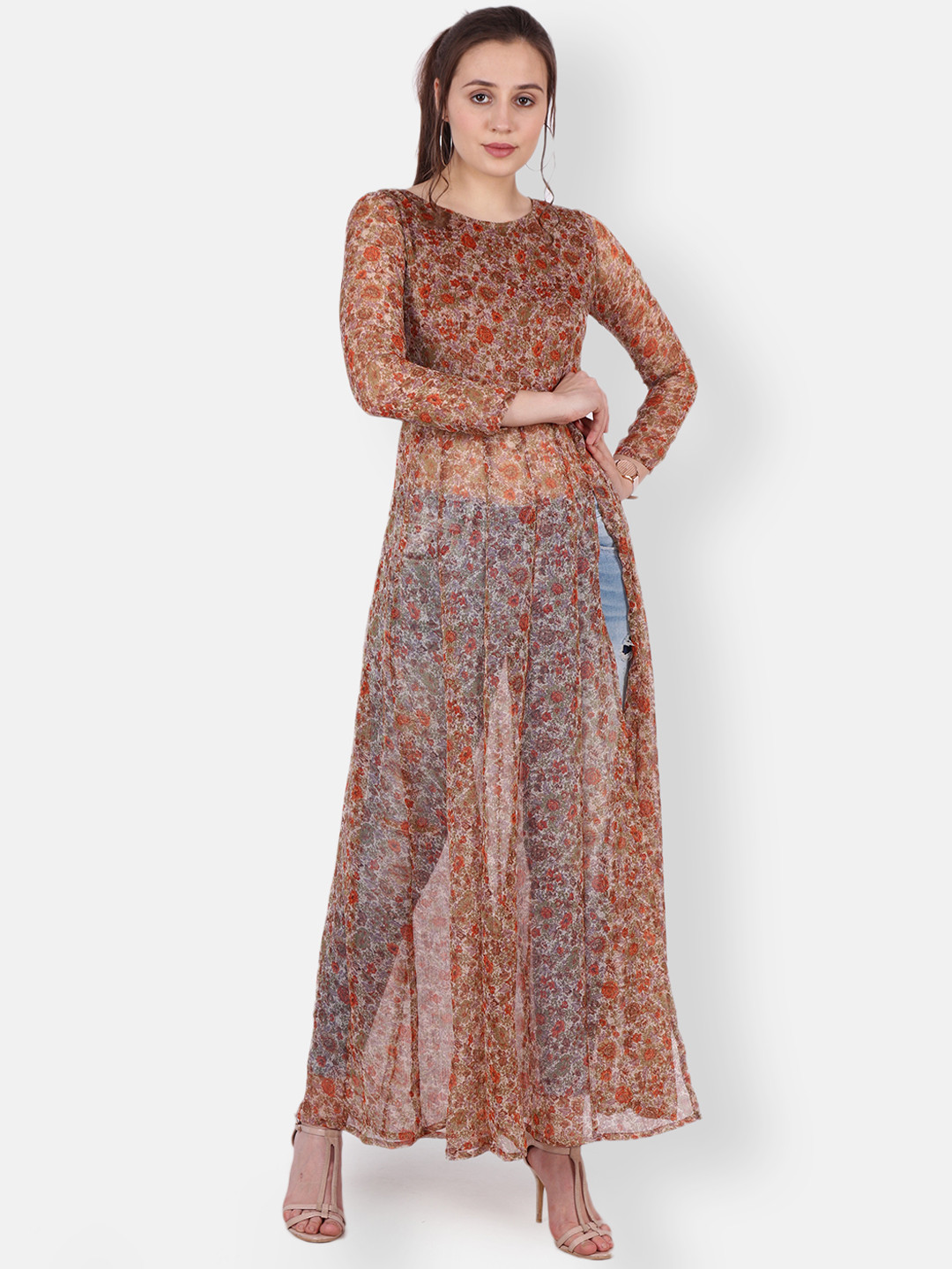 SCORPIUS Pink Floral Organza Top main image 0