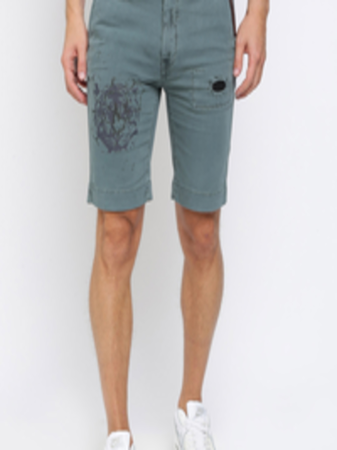 Buy Breakbounce Men Grey Printed Slim Fit Regular Shorts - Shorts for ...