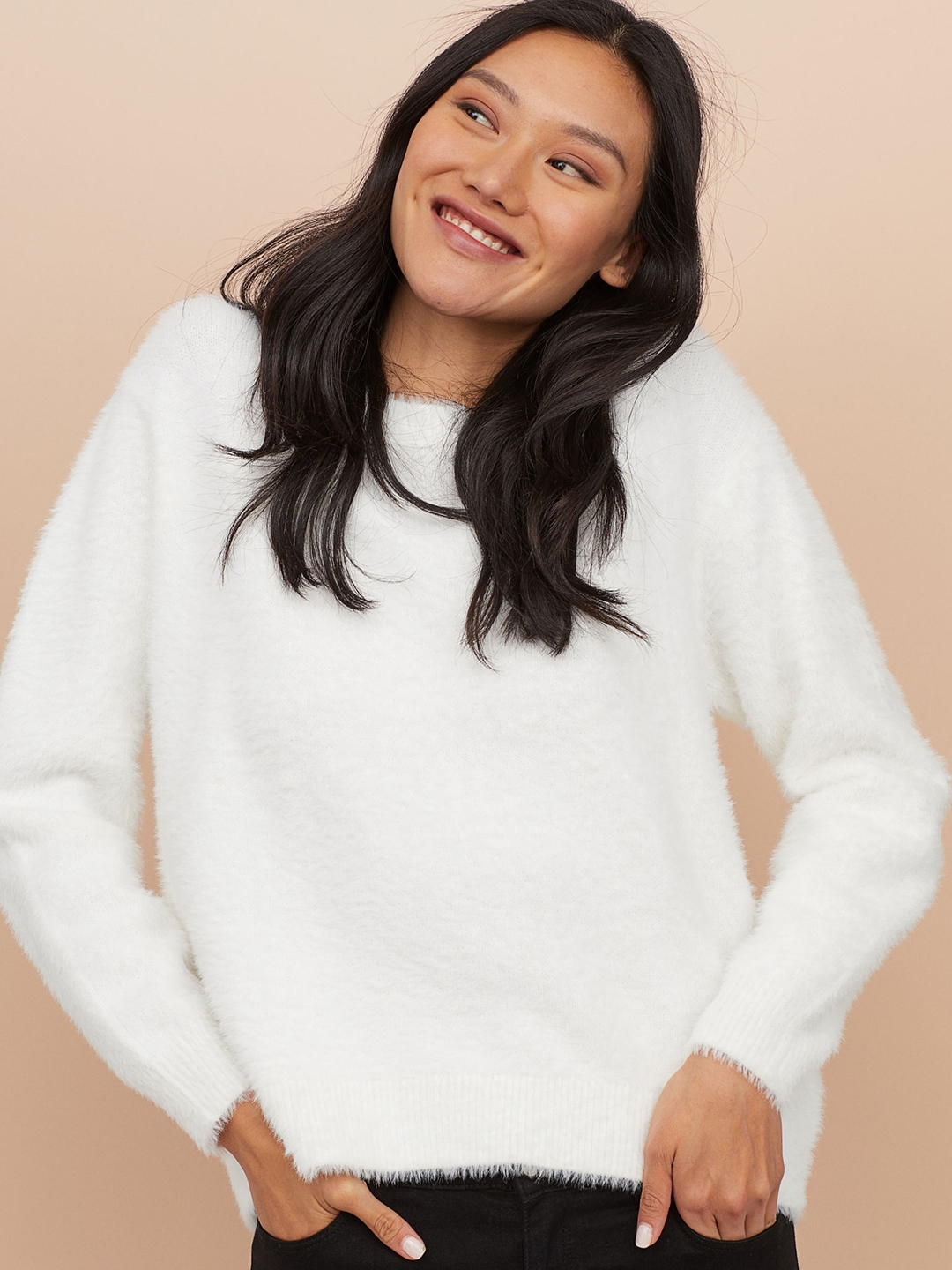 zara white fluffy jumper