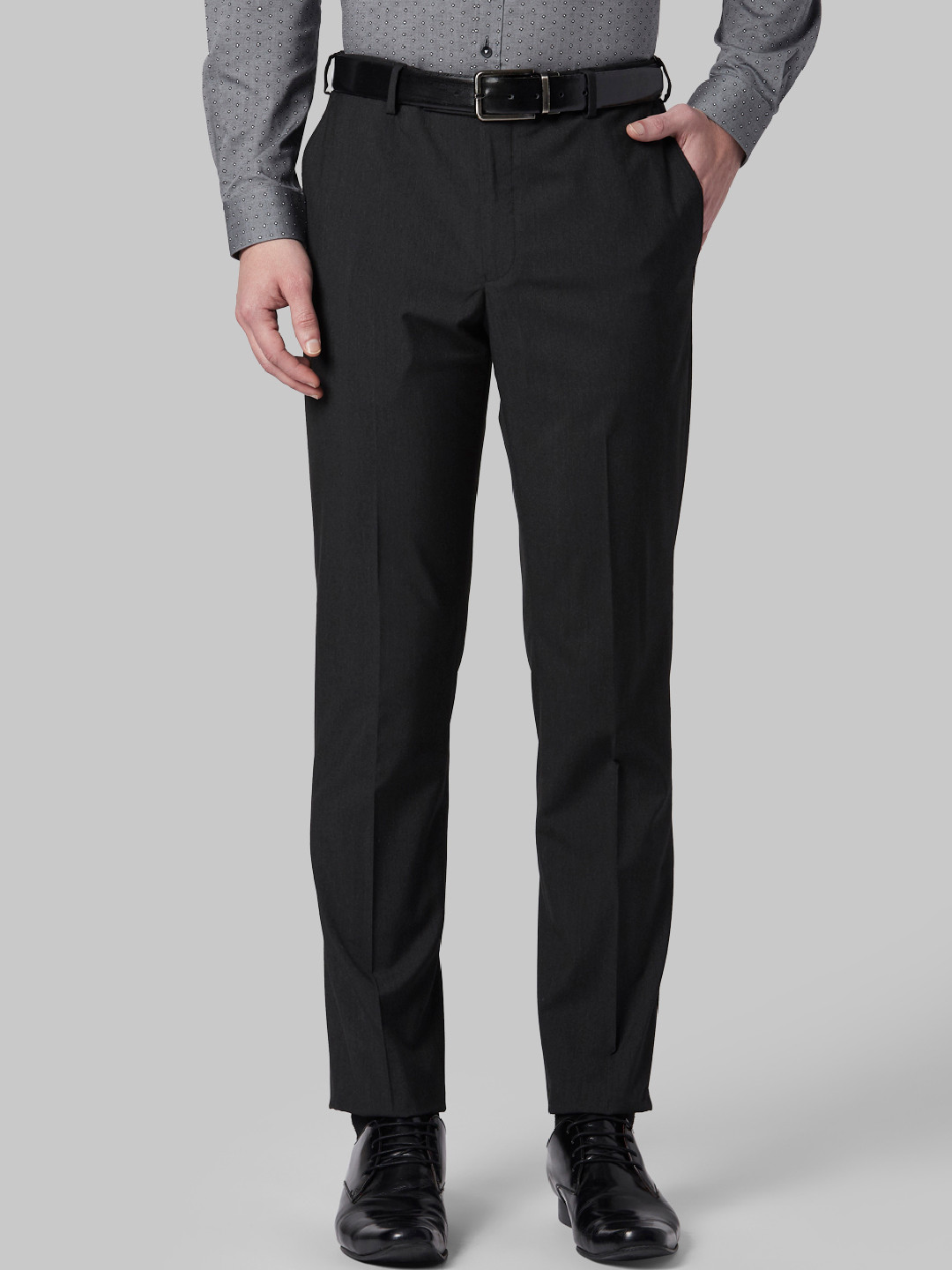 Buy Park Avenue Men Grey Regular Fit Solid Formal Trousers - Trousers ...