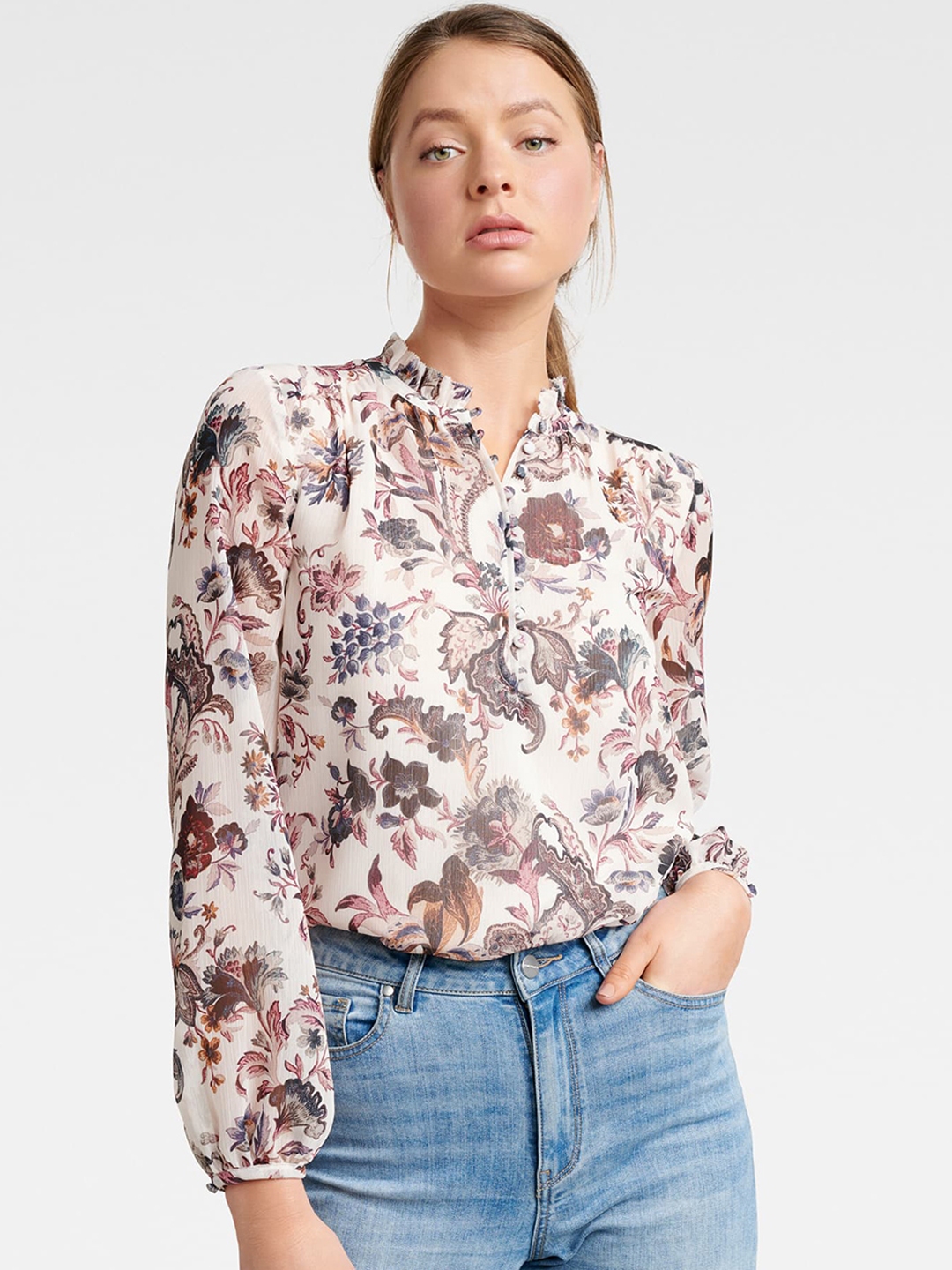 Buy Forever New Women Off White Printed A Line Top - Tops for Women ...