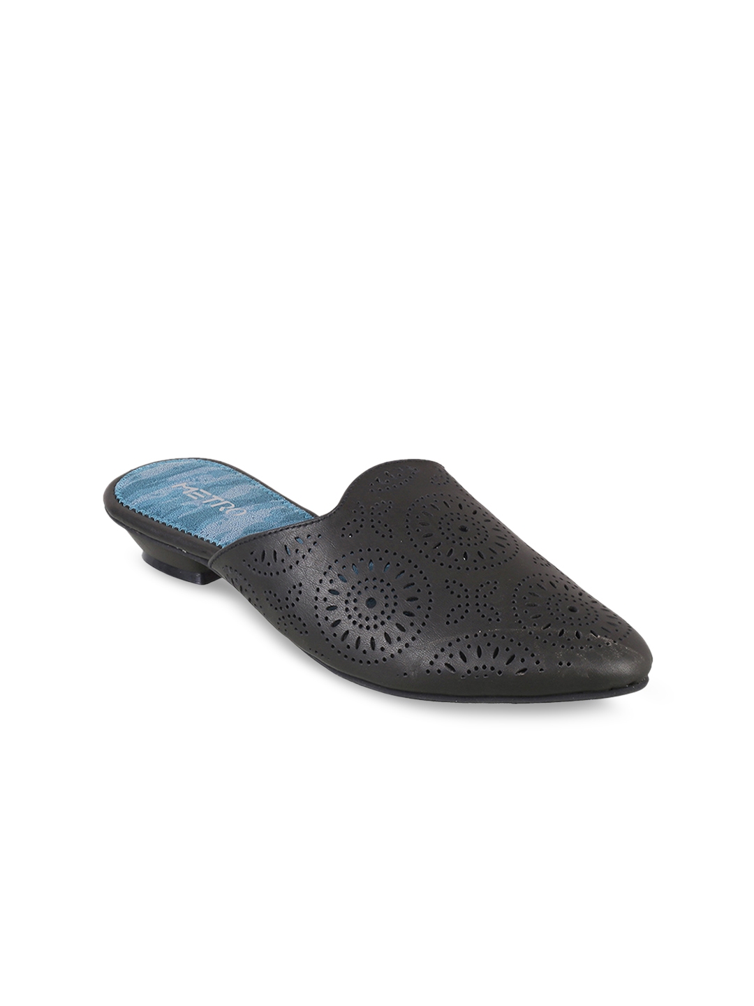 Buy Metro Women Black Solid Mules - Heels for Women 10727274 | Myntra