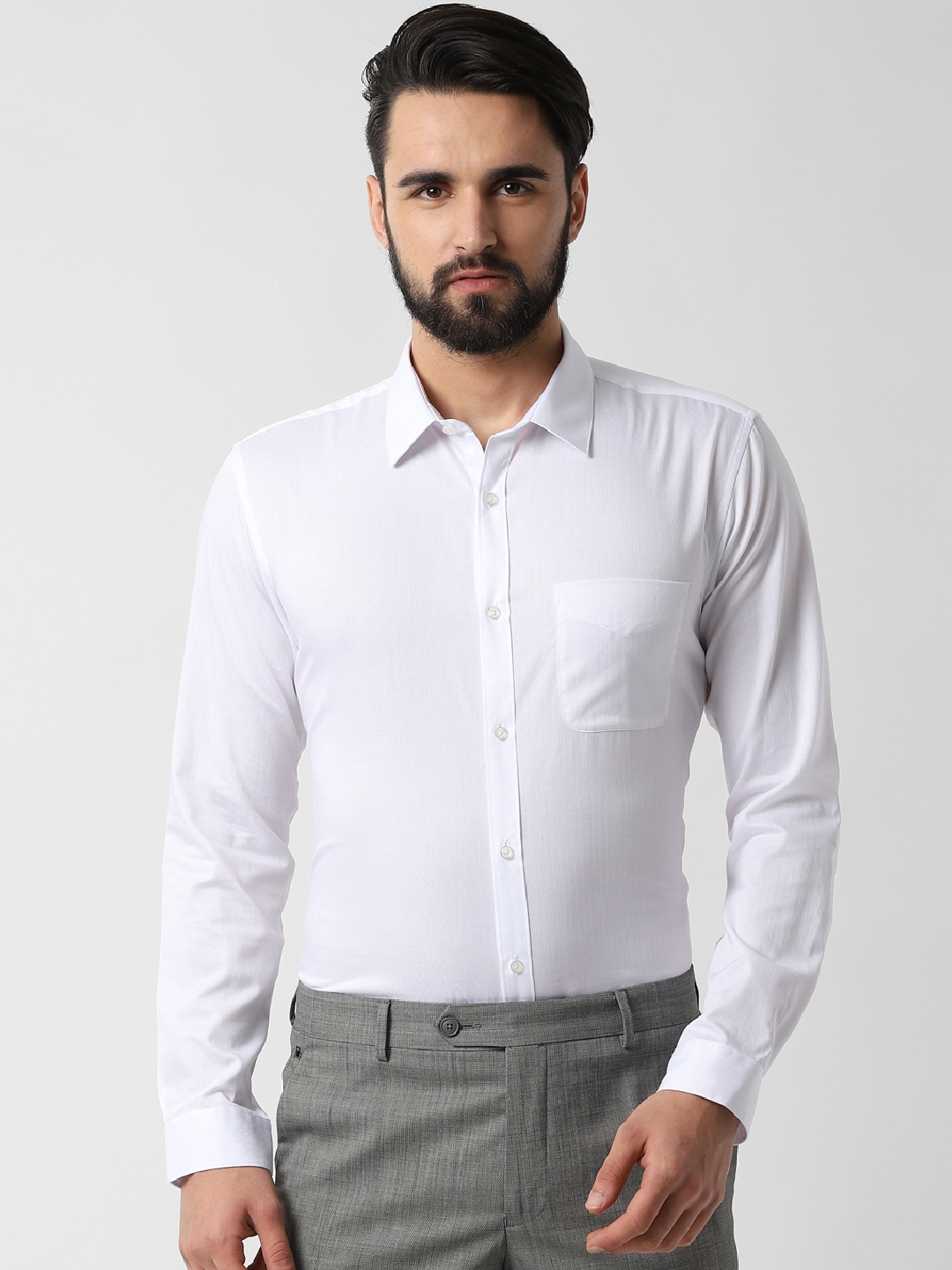 Buy Peter England Men White Regular Fit Self Design Formal Shirt ...