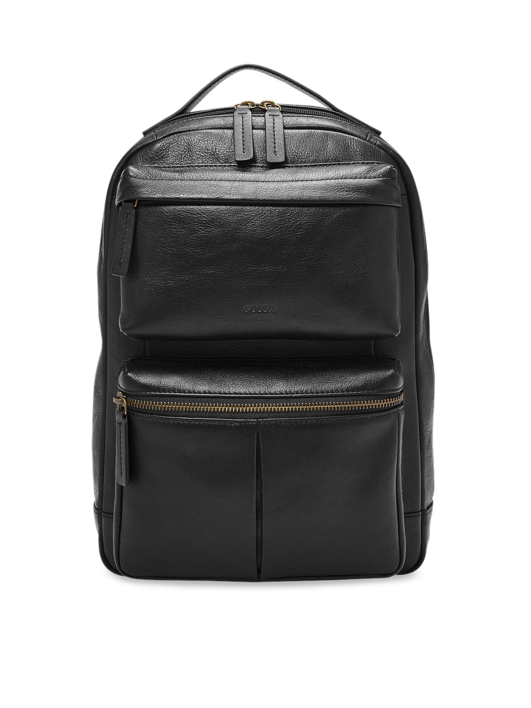 fossil black leather backpack