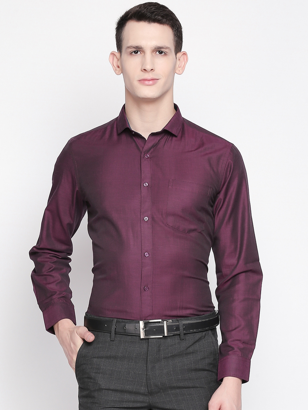 mens burgundy formal shirt