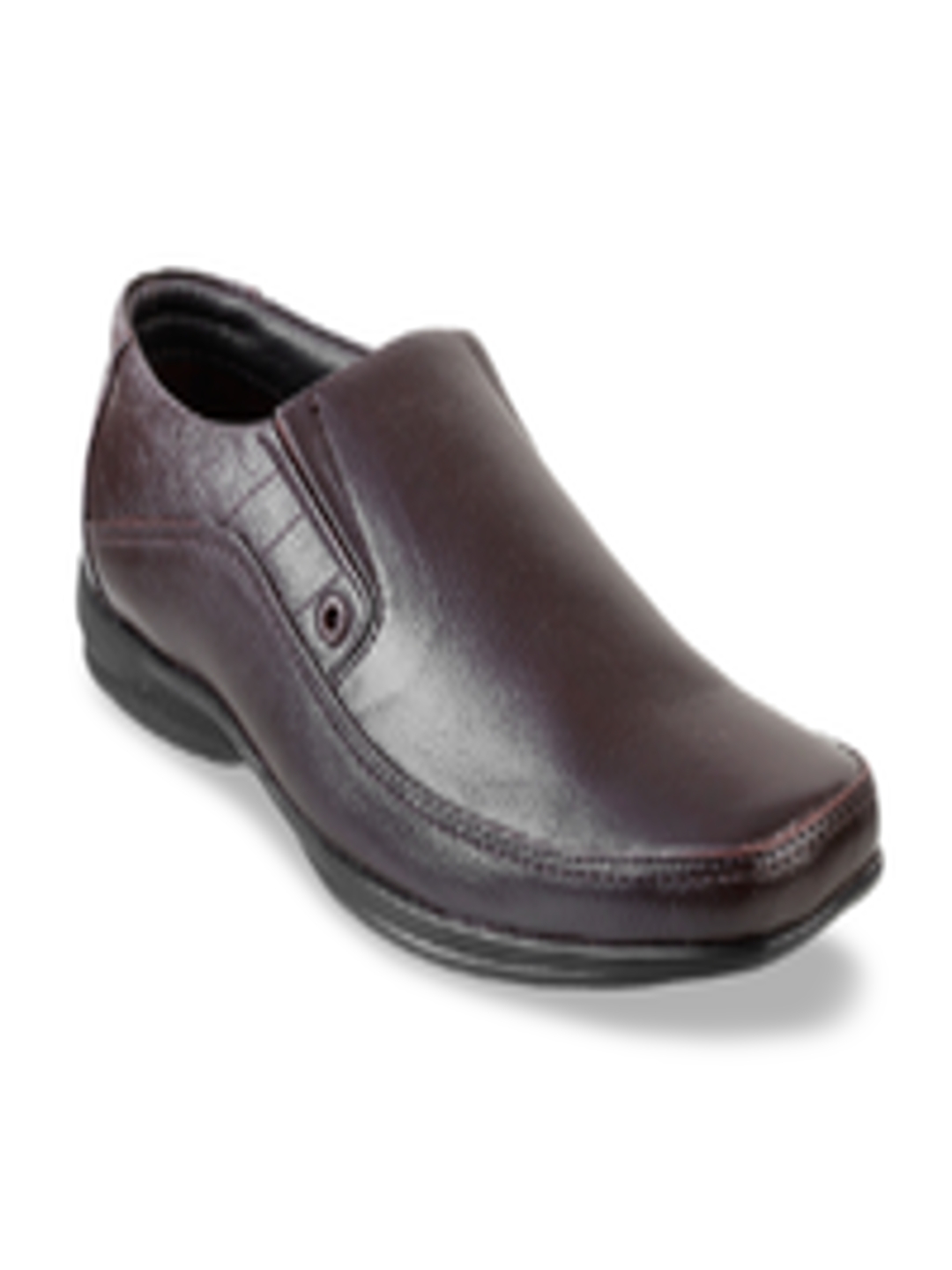 Buy Mochi Men Brown Solid Leather Slip On Shoes - Formal Shoes for Men ...