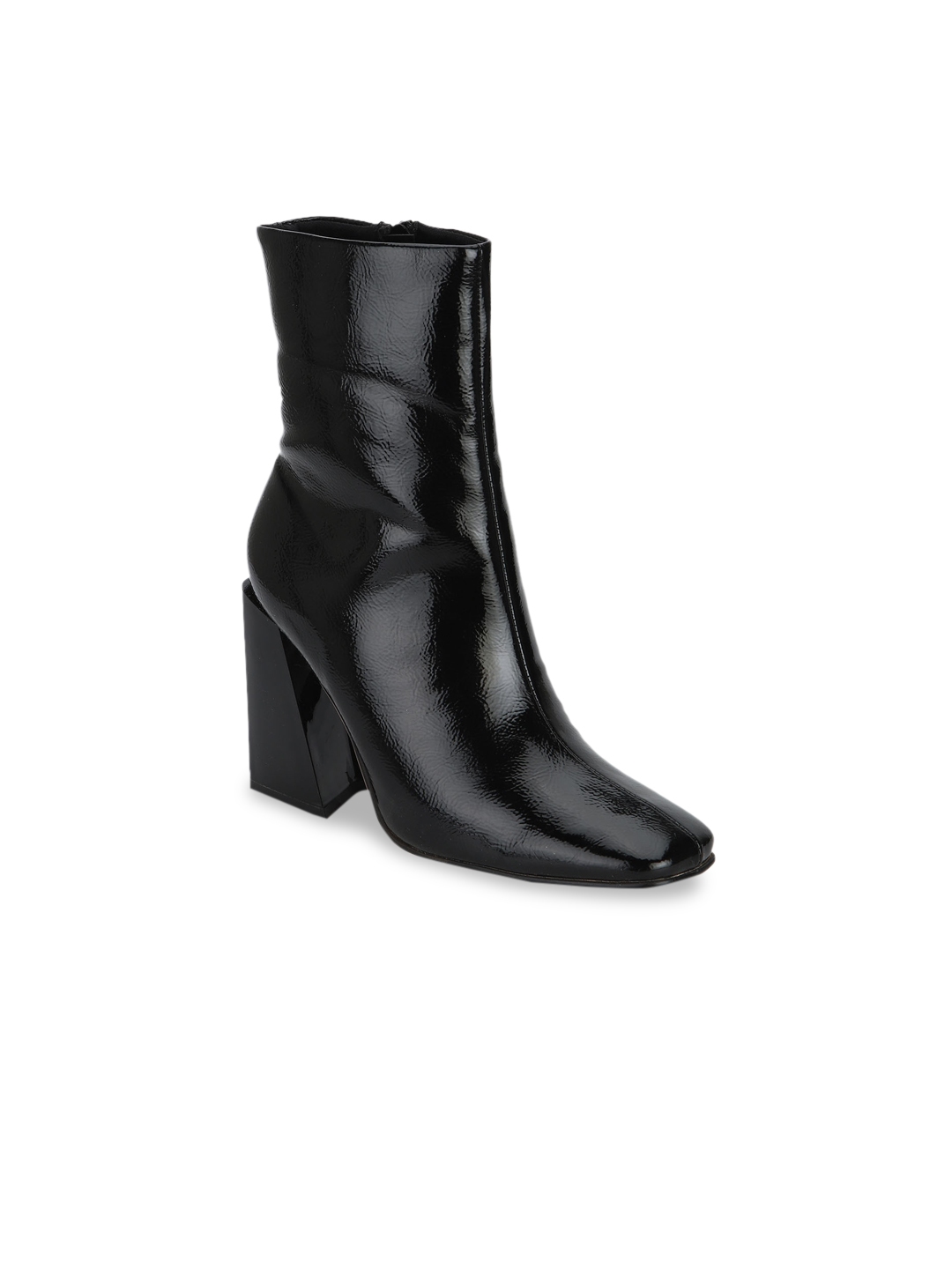 truffle collection thigh high heeled boots in black