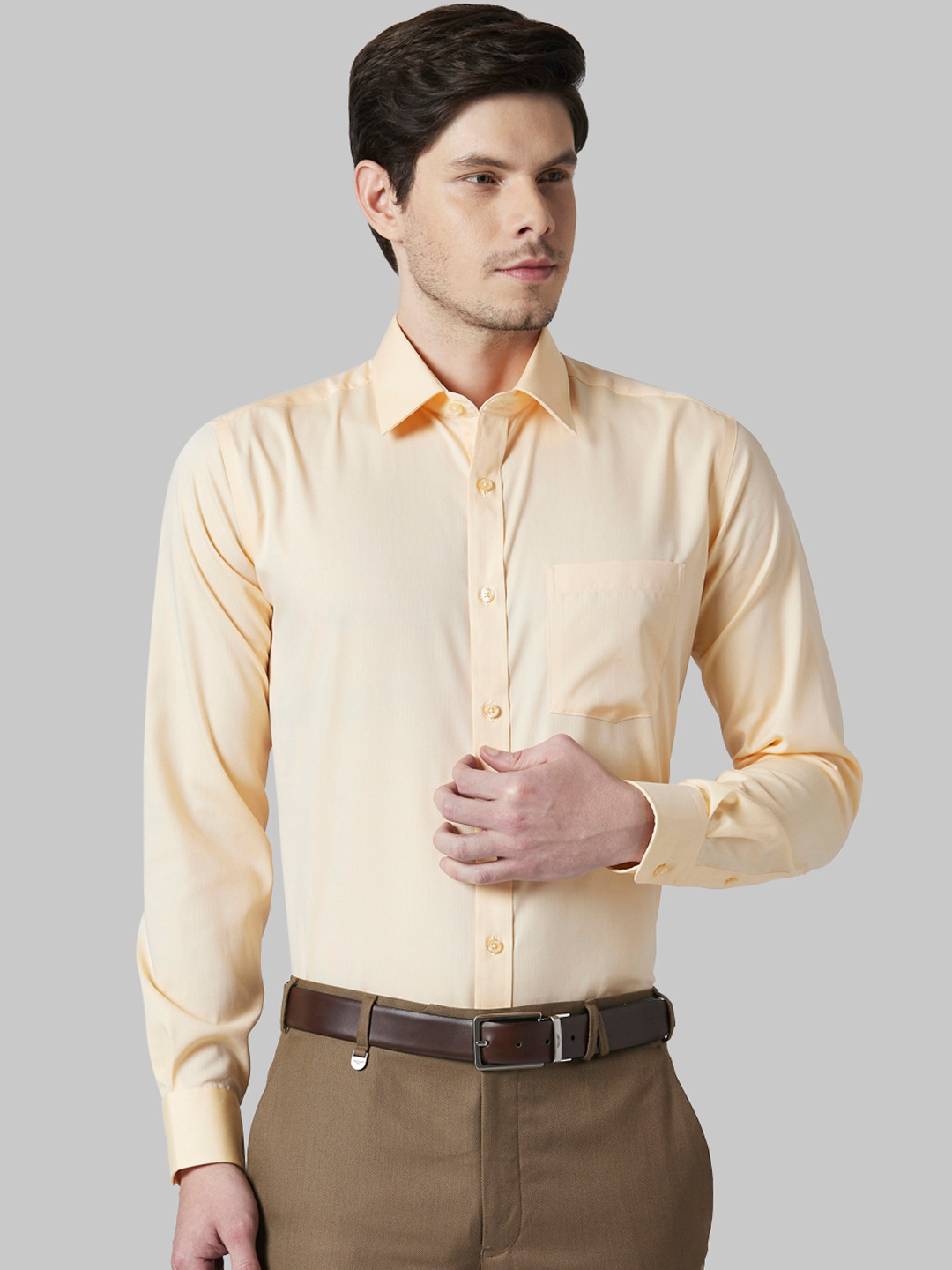 Buy Park Avenue Men Yellow Regular Fit Solid Formal Shirt Shirts for