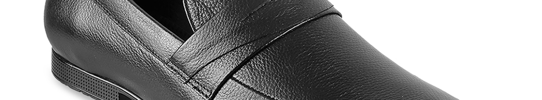 Buy Mochi Men Black Solid Leather Penny Loafers - Formal Shoes for Men ...