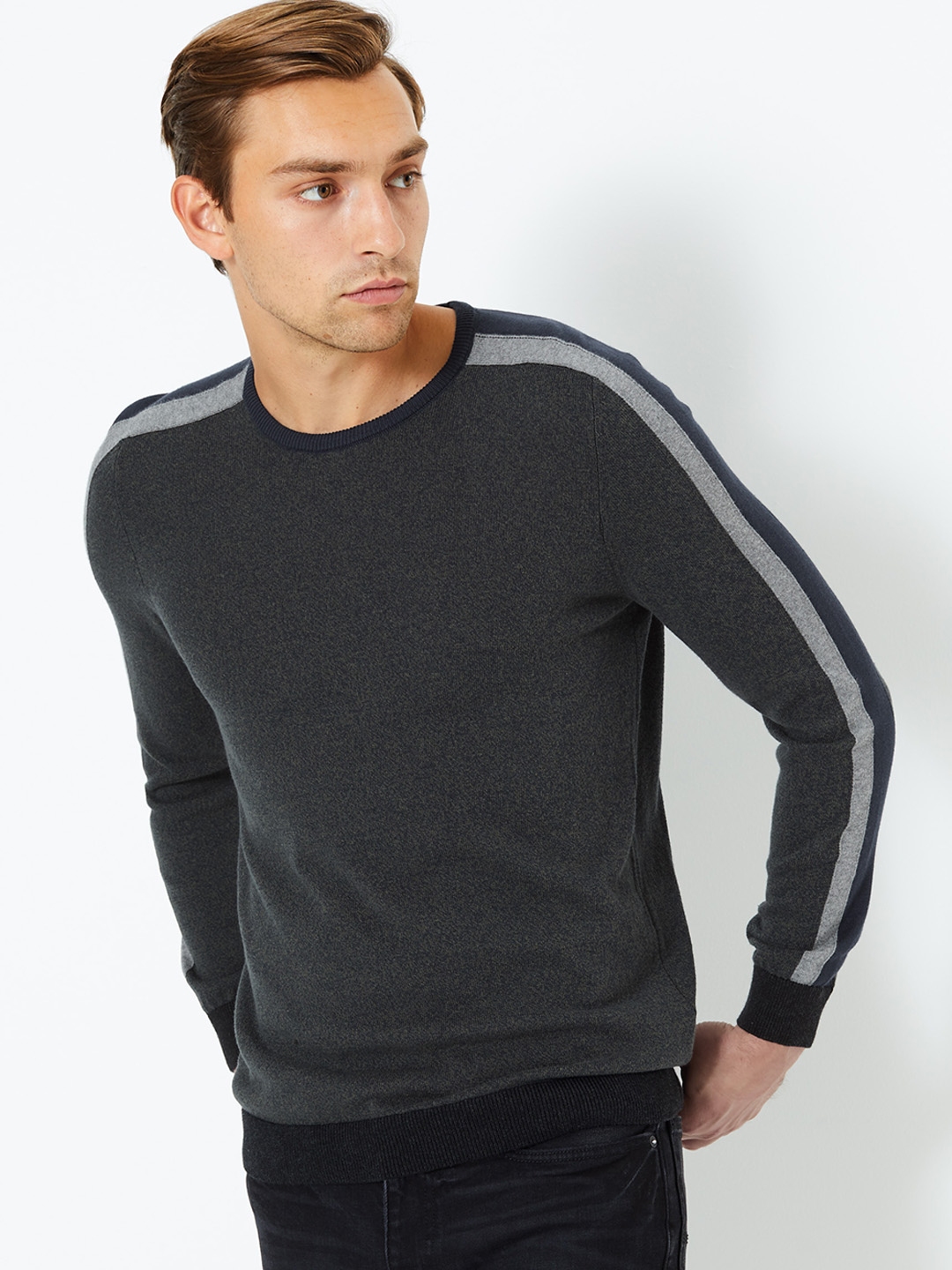Buy Marks & Spencer Men Green Solid Sweater - Sweaters for Men 10734650 ...