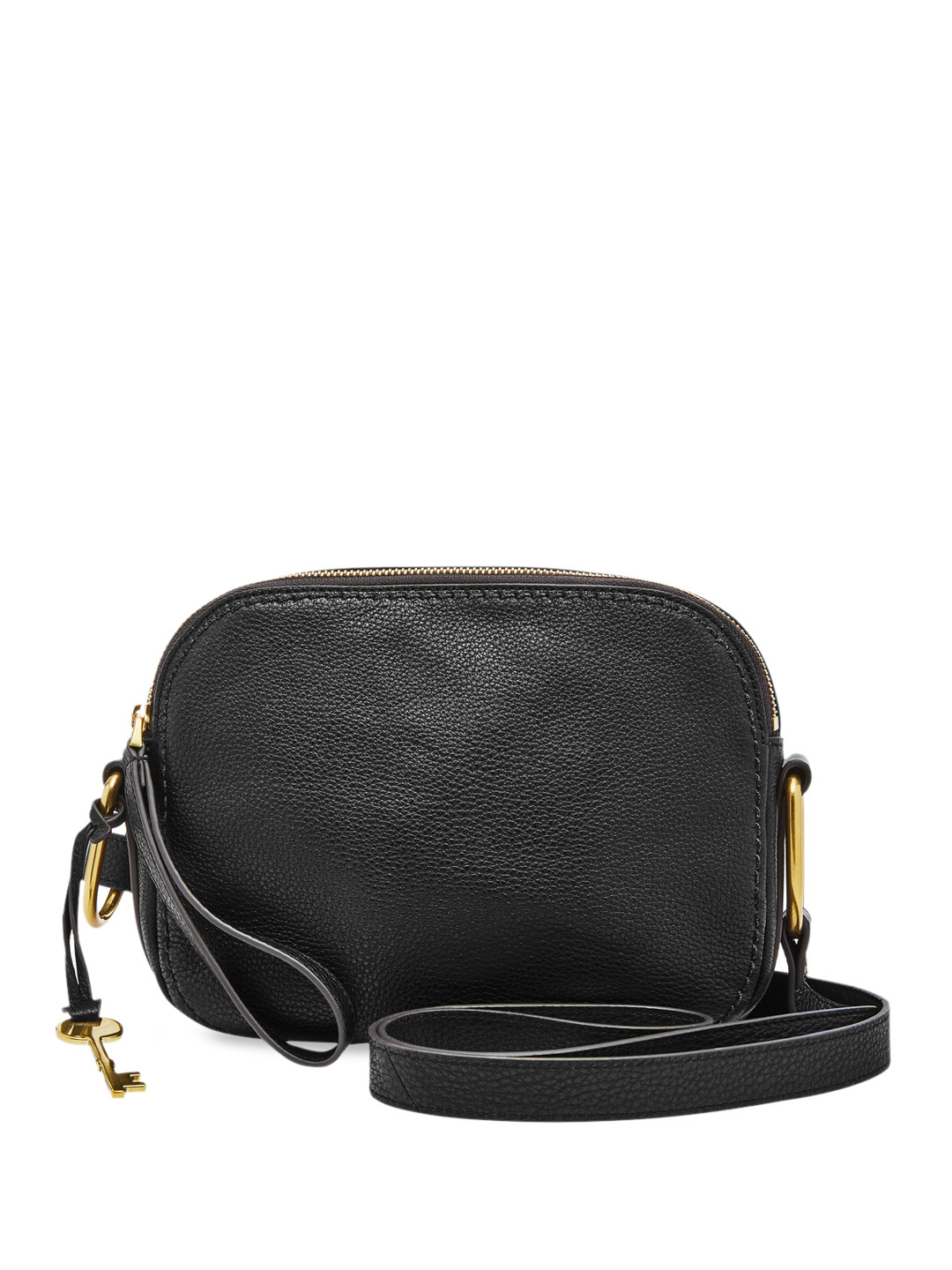 Buy Fossil Black Solid Leather Sling Bag Handbags for Women 10731072