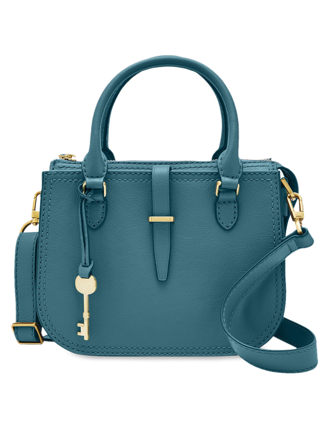 Buy Fossil Blue Solid Leather Handheld Bag Handbags for Women