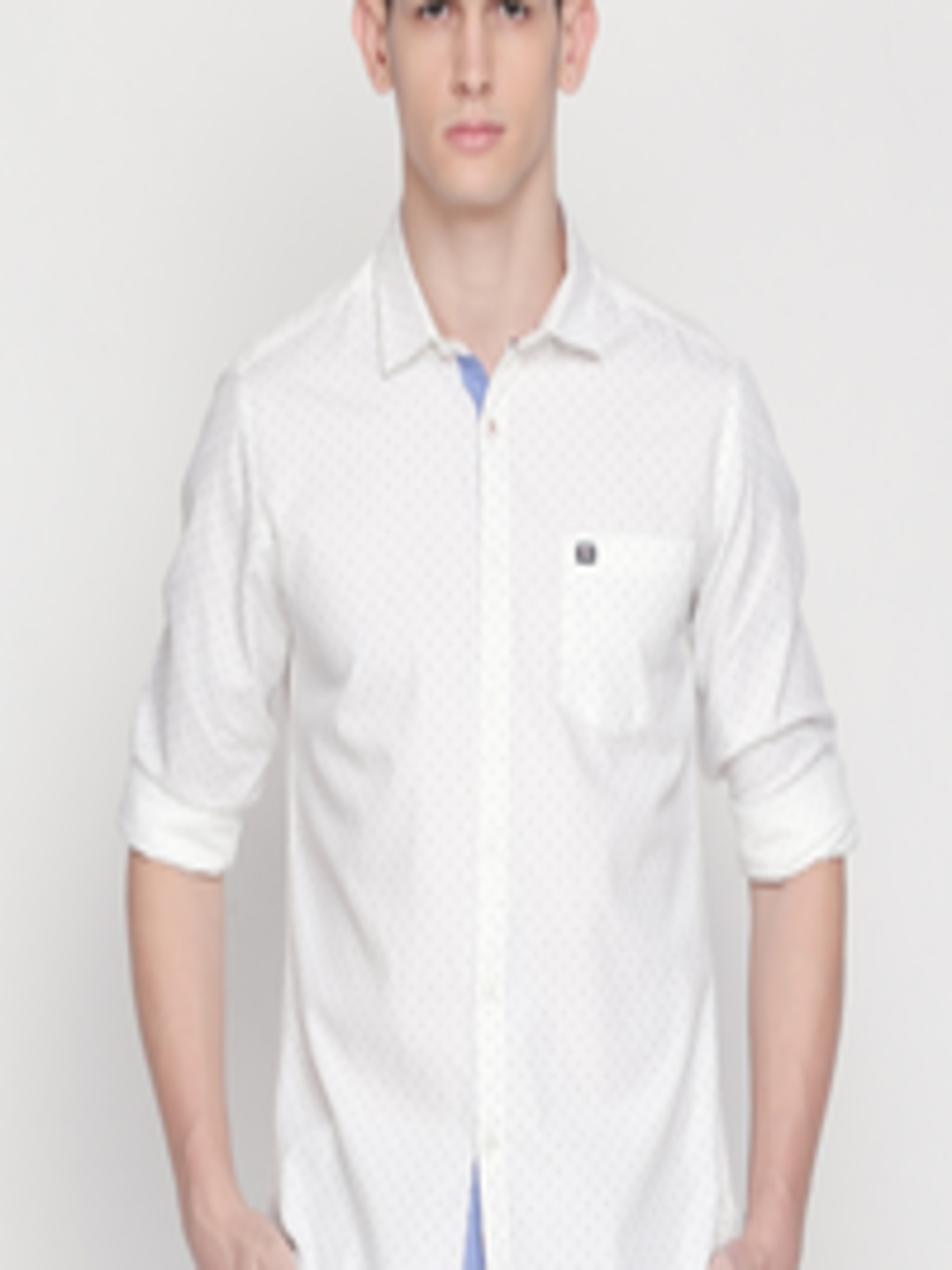 Buy BYFORD By Pantaloons Men White Slim Fit Printed Casual Shirt ...