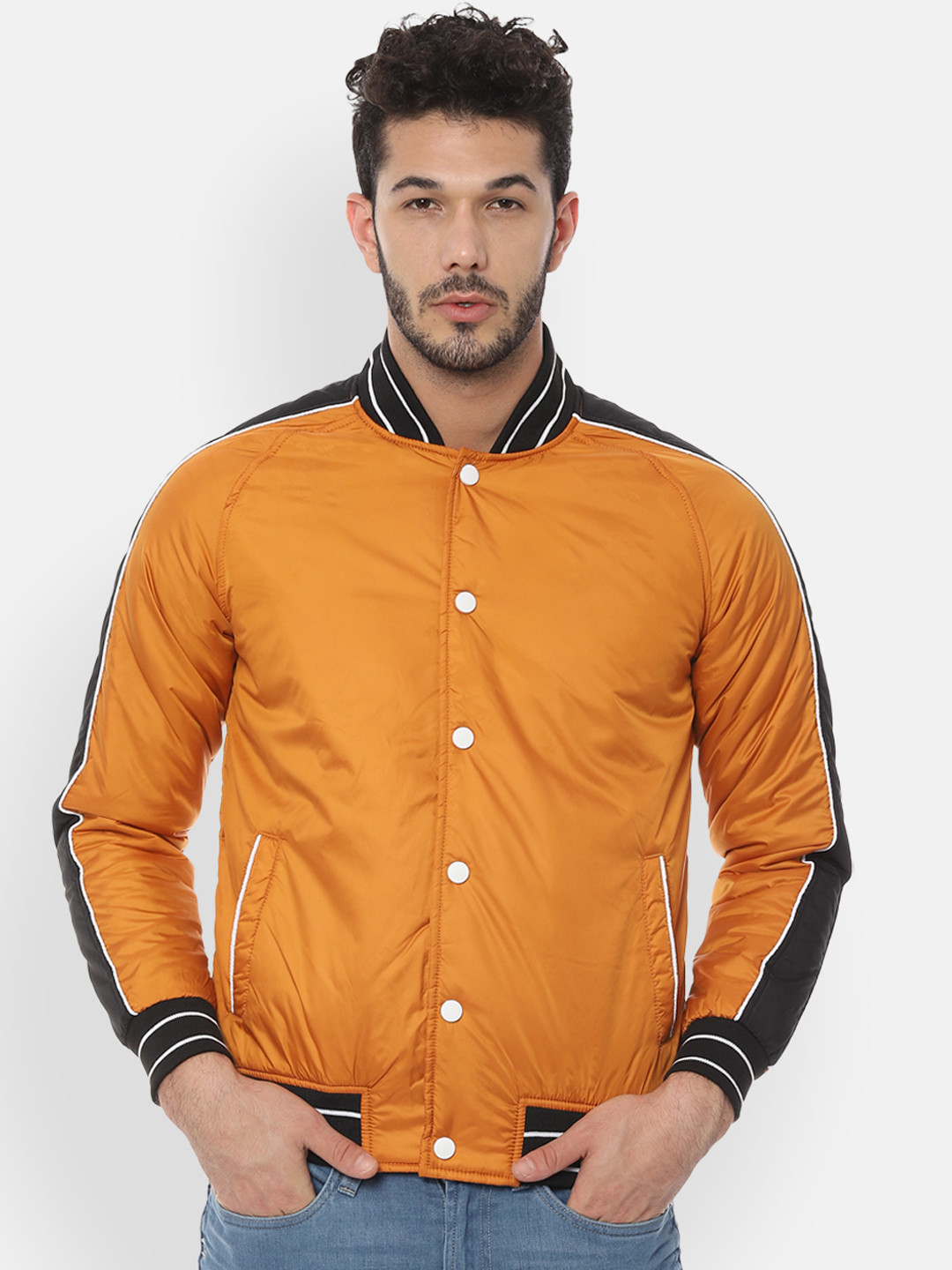 Buy People Men Mustard Striped Bomber Jacket Jackets for Men 10731952 Myntra