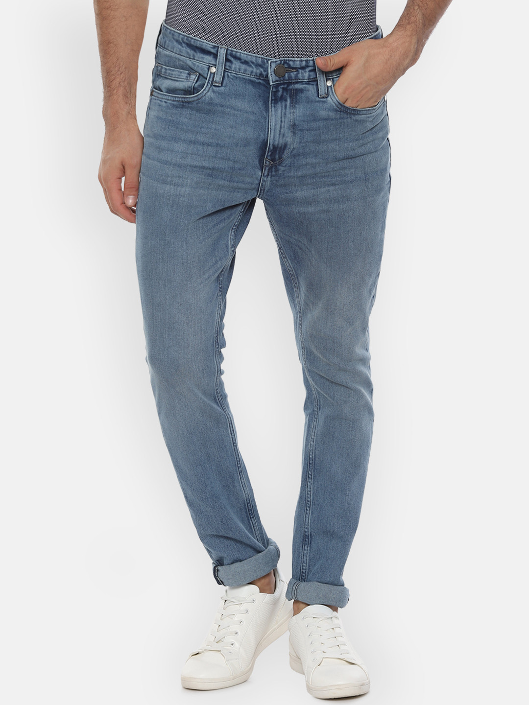 Louis Philippe Jeans Men Blue Slim Fit Mid-Rise Clean Look Stretchable Jeans